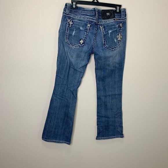 Miss Me 29 bootcut cross and fleur de lis bling jeans denim (J1) - Picture 4 of 14